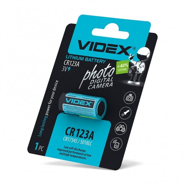 Батарейка літієва Videx CR123A (1 шт) Blister Card - 3577956