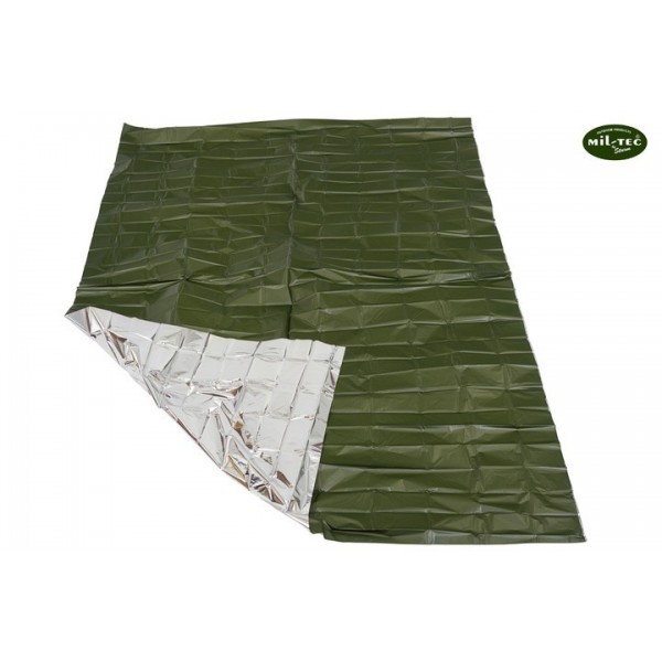 Термоодеяло спасательное большое олива 215х130 см Mil-Tec Германия - 3577841 Термоодеяло спасательное большое олива 215х130 см Mil-Tec Германия - 3577841