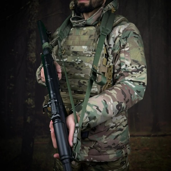 Ремінь збройовий RAGNAROK триточковий з широким наплічником KRAKEN sling Олива - 3577697 Ремінь збройовий RAGNAROK триточковий з широким наплічником KRAKEN sling Олива - 3577697