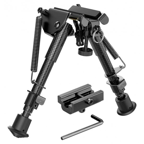 Сошки Buvele Carbon Bipod на антабку (висота 15.2 - 22.9 см) з перехідником на Weaver/Picatinny - 3577426