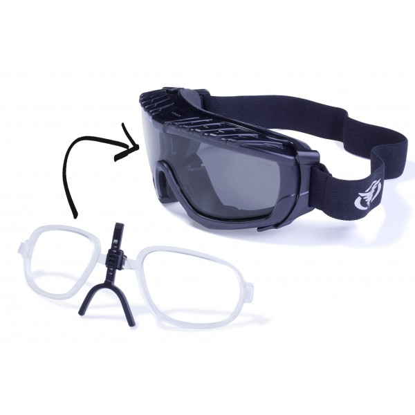 Окуляри захисні з ущільнювачем Global Vision Ballistech-1+RX (smoke) Anti-Fog, сірі окуляри з діоптрійною вставкою в комплекті - 3586643