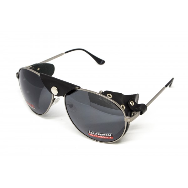 Окуляри захисні Global Vision Aviator-3 (gray), сірі зі з'ємним ущільнювачем із синтетичної "шкіри" - 3586628