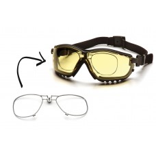 Окуляри захисні з ущільнювачем Pyramex V2G+RX (amber) Anti-Fog, жовті окуляри з діоптрійною вставкою в комплекті