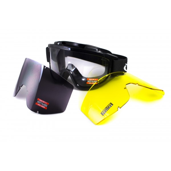Защитные очки Global Vision Wind-Shield 3 lens KIT Anti-Fog, три сменных линзы - 3574250