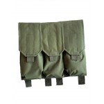 Подсумок тройной для магазинов АК закрытый с Molle на кнопках Олива МК