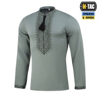 M-Tac вышиванка 100% лён серо-зеленая