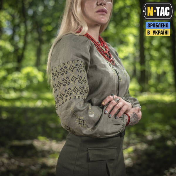 M-Tac вышиванка женская 100% лён олива - 80040001 M-Tac вышиванка женская 100% лён олива - 80040001