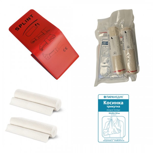 Комбинированный набор для иммобилизации верхней конечности (шина гибкая 50см/бинты/треугольник) - 3576837