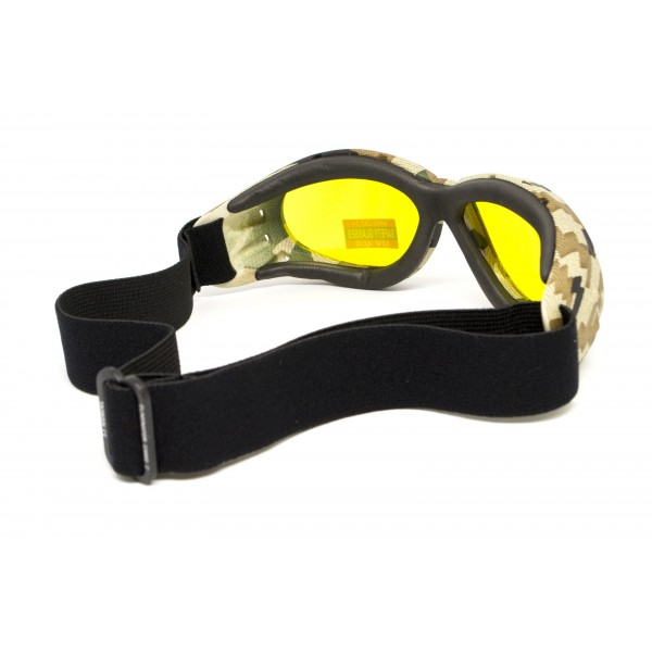 Окуляри захисні з ущільнювачем Global Vision Eliminator Camo Pixel (yellow), жовті в камуфльованій оправі - 3586671