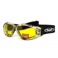 Окуляри захисні з ущільнювачем Global Vision Eliminator Camo Pixel (yellow), жовті в камуфльованій оправі
