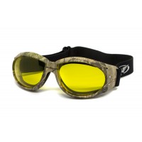 Очки защитные с уплотнителем Global Vision Eliminator Camo Forest (yellow), желтые в камуфлированной оправе