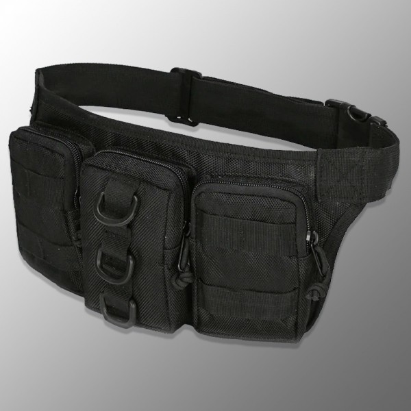 Сумка поясная с тремя карманами черная - 3569039