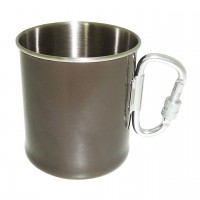 Кружка сталева 250 мл з карабіном олива МИЛ ТЕК Німеччина