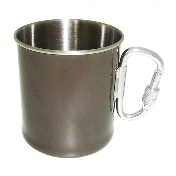 Кружка стальная 250 мл с карабином олива МИЛ ТЕК Германия - 3569090