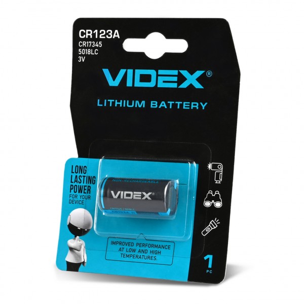 Батарейка літієва Videx CR123A (1 шт) Blister Card - 3577956