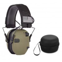 Навушники тактичні шумозаглушувальні активні Олива з чохлом