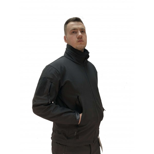 Куртка Soft Shell чорна ховається капюшон ESDY - 3555698