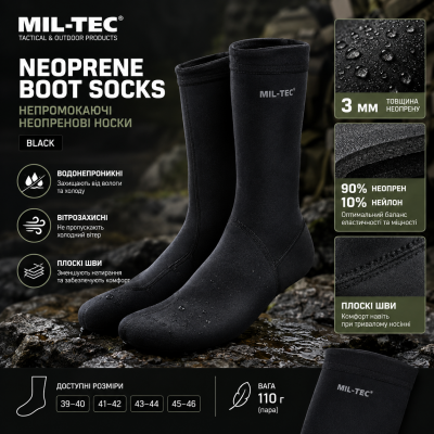 Непромокающие неопреновые носки MIL-TEC Neoprene Boot Socks Black