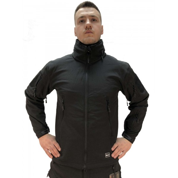Куртка Soft Shell чорна ховається капюшон ESDY - 3555698