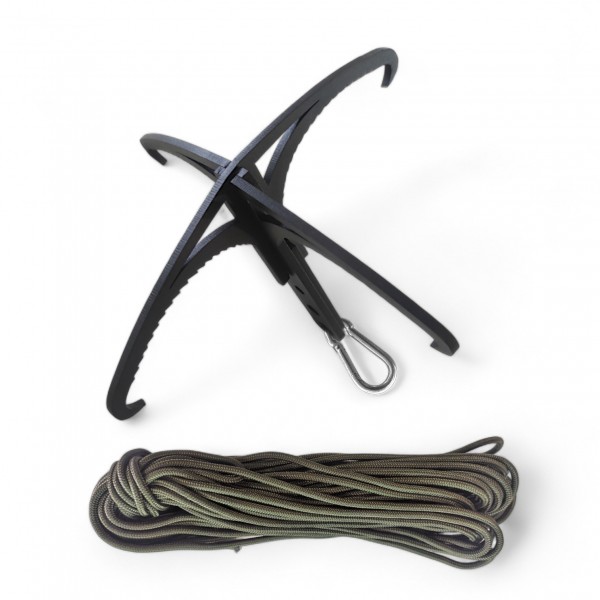 Крюк (Кошка) "ПДР" + карабин 6мм + шнур олива 20м 4мм - 3576346