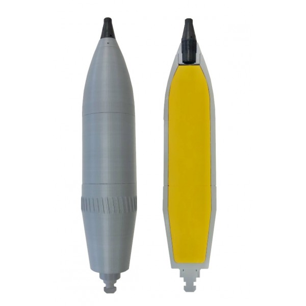 Артилерійський осколково-фугасний снаряд 3ОФ49 макет у розрізі - 3576128