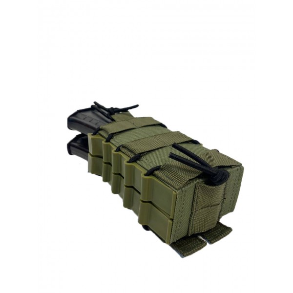Двойной штурмовой подсумок для магазинов АК система Molle (Олива) МК пластиковые бока - 3575973