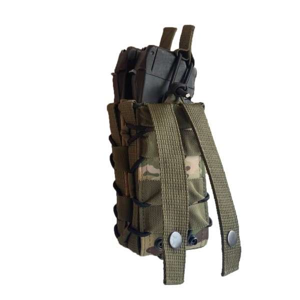 Двойной штурмовой подсумок для магазинов АК (Мультикам) МК пластиковые вставки на кнопках - 3575929
