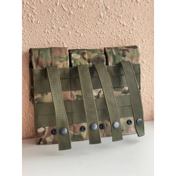 Подсумок тройной для магазинов АК закрытый с MOLLE на кнопках Мультикам МК - 3575932 Подсумок тройной для магазинов АК закрытый с MOLLE на кнопках Мультикам МК - 3575932