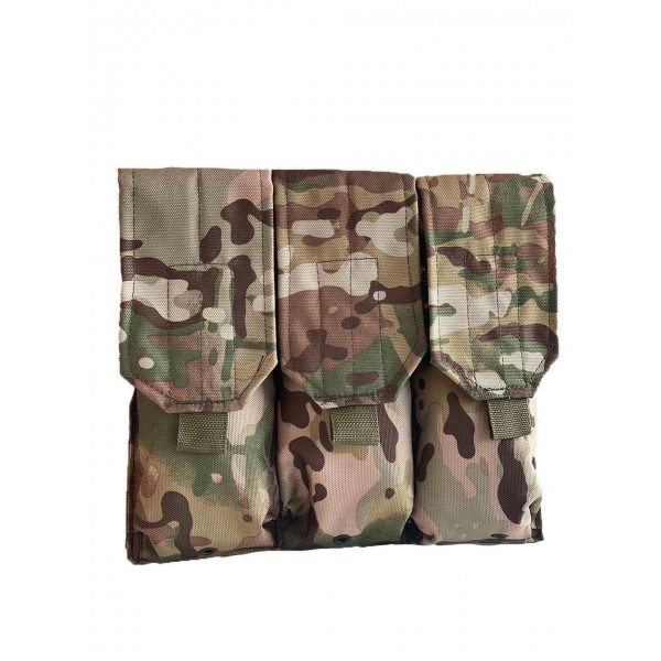 Подсумок тройной для магазинов АК закрытый с MOLLE на кнопках Мультикам МК - 3575932