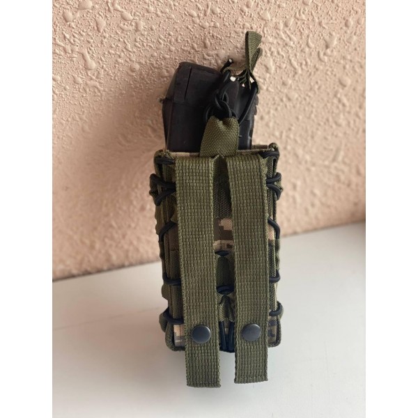 Двойной штурмовой подсумок для магазинов АК (ММ-14) МК пластиковые вставки на кнопках - 3575927 Двойной штурмовой подсумок для магазинов АК (ММ-14) МК пластиковые вставки на кнопках - 3575927
