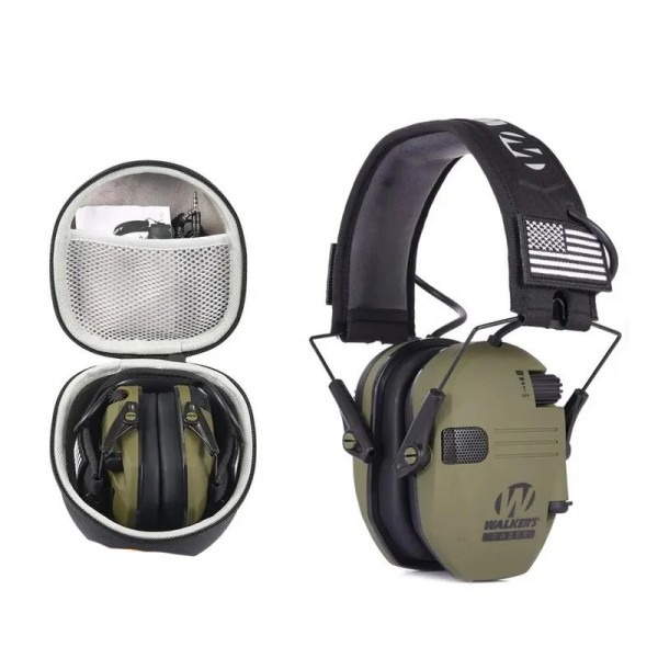 Наушники тактические шумоподавляющие активные Walker`s олива с чехлом - 3575777