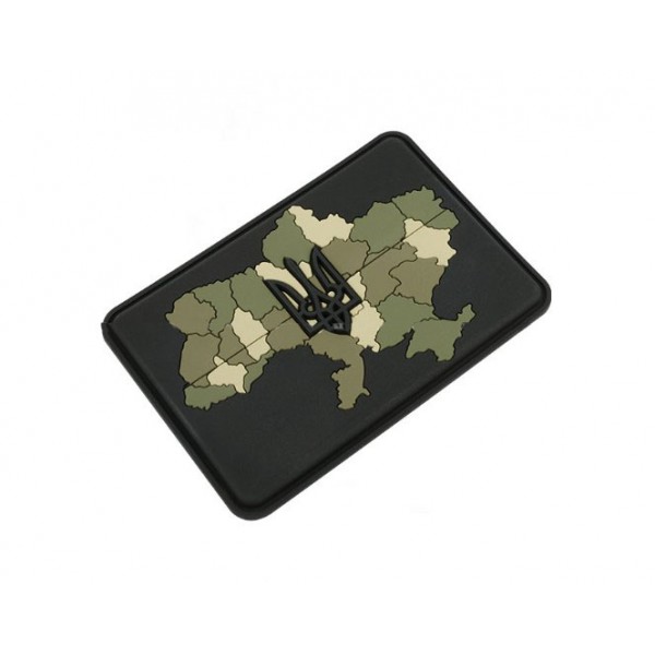 Шеврон карта Украины ПВХ черно-хаки ART - 3575757 Шеврон карта Украины ПВХ черно-хаки ART - 3575757