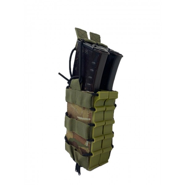 Двойной штурмовой подсумок для магазинов АК на системе Molle пластиковые бока МК Мультикам - 3575622