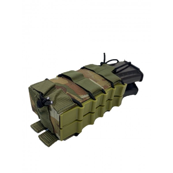 Двойной штурмовой подсумок для магазинов АК на системе Molle пластиковые бока МК Мультикам - 3575622