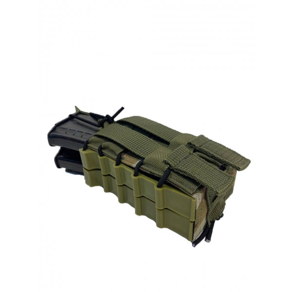 Двойной штурмовой подсумок для магазинов АК на системе Molle пластиковые бока МК Мультикам - 3575622