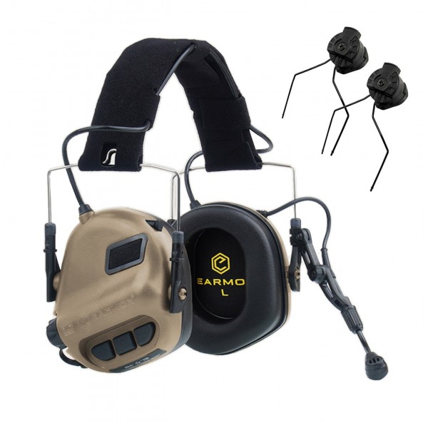 Активні навушники Earmor M32H mod3 з кріпленням на шолом койот - 3575587