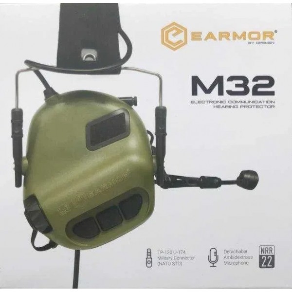 Тактичні активні навушники з мікрофоном хакі earmor M32 MOD3 олива - 3575581 Тактичні активні навушники з мікрофоном хакі earmor M32 MOD3 олива - 3575581