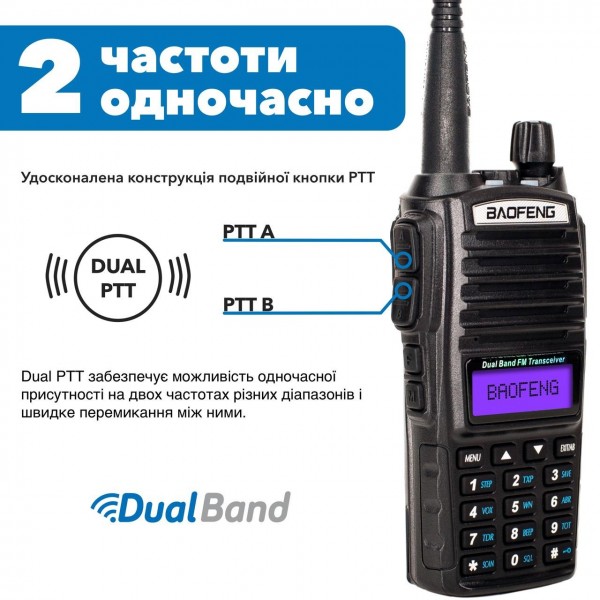 Рація Baofeng UV-82 MK5 8W, Батарея Li-ion 1800 маг + Ремінець для рації Mirkit - 3575570 Рація Baofeng UV-82 MK5 8W, Батарея Li-ion 1800 маг + Ремінець для рації Mirkit - 3575570
