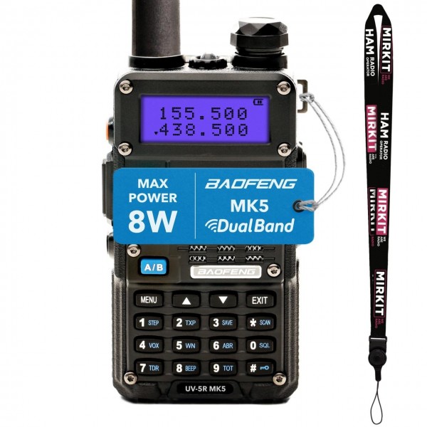 Рация Baofeng UV-5R MK5X 8 ватт в комплекте с отстегивающимся ремешком на шею Mirkit - 3575568