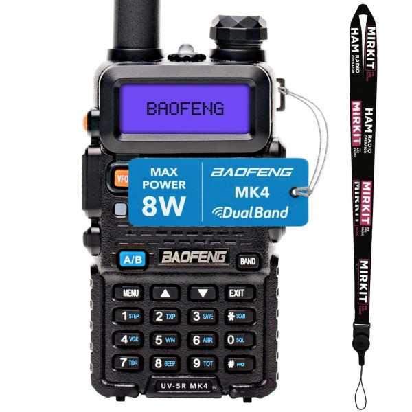 Рация Baofeng UV-5R (MK4) 8 Ватт в комплекте с отстегивающимся ремешком на шею Mirkit - 3575567