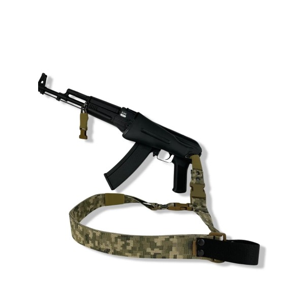 Ремень оружейный двухточечный с усиленным карабином uaBRONIK Пиксель - 3575331