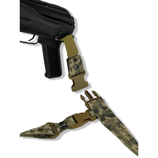Ремень оружейный двухточечный с усиленным карабином uaBRONIK Пиксель - 3575331