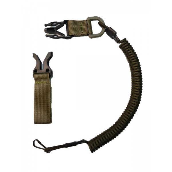 Страхувальний тренчик швидкозйомний з карабіном і кріпленням на пояс Олива - 3575190