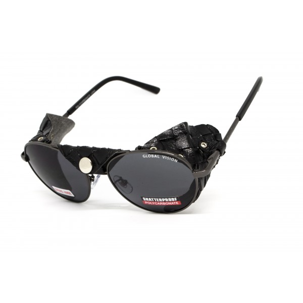 Окуляри захисні Global Vision Aviator-5 GunMetal (gray), сірі в темній оправі зі з'ємним ущільнювачем із синтетичної "шкіри" - 3574238 Окуляри захисні Global Vision Aviator-5 GunMetal (gray), сірі в темній оправі зі з'ємним ущільнювачем із синтетичної "шкіри" - 3574238