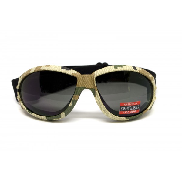 Окуляри захисні з ущільнювачем Global Vision Eliminator Camo Pixel (gray), сірі в камуфльованій оправі - 3586670