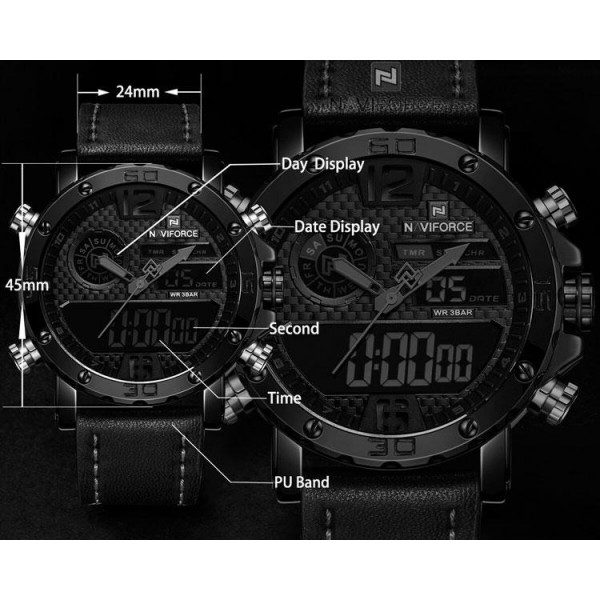Годинник тактичний Naviforce Next Black 9134 - 3574174