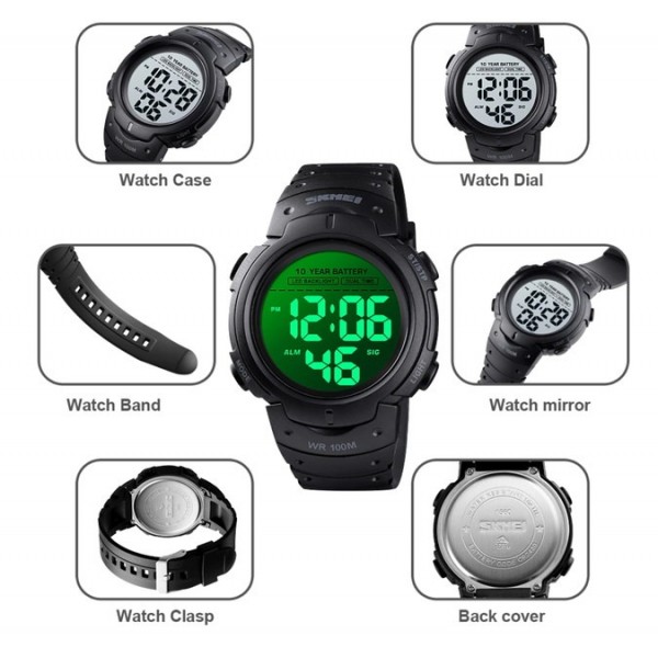 Часы тактические Skmei Neon 10 Bar Black - 3574088