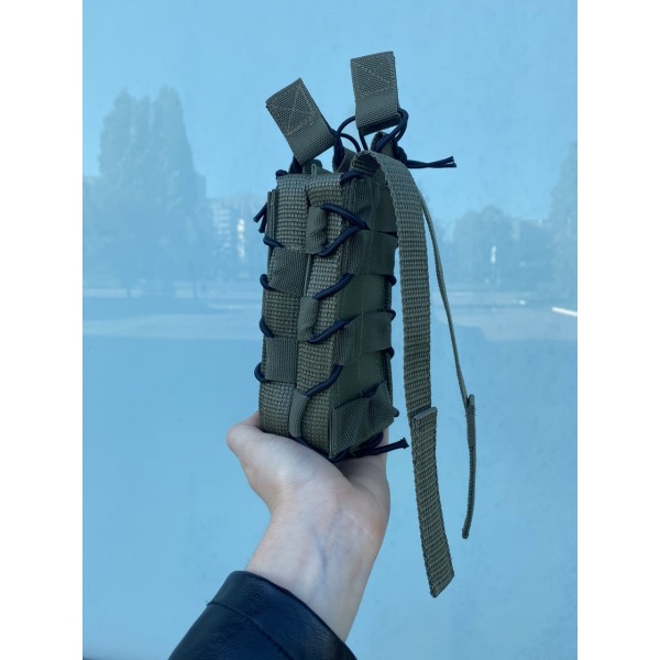 Подвійний штурмовий підсумок для магазинів АК на системі Molle МК Олива - 3573925