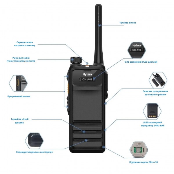 Рация портативная цифровая Hytera HP705 VHF 136–174 МГц 5 Вт 1024 канала - 3573803 Рация портативная цифровая Hytera HP705 VHF 136–174 МГц 5 Вт 1024 канала - 3573803