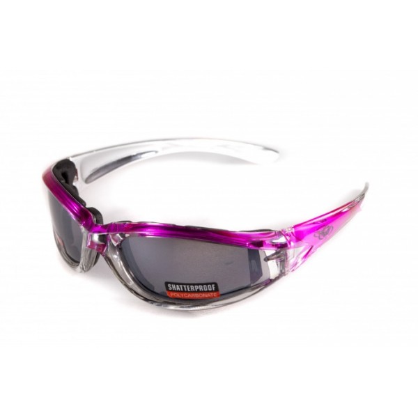 Очки защитные с уплотнителем Global Vision FlashPoint Pink-Silver (silver mirror) зеркальные серые - 3578239